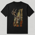 100% Cotton Big Buck Hunting T-Shirt — black front view with printed graphic