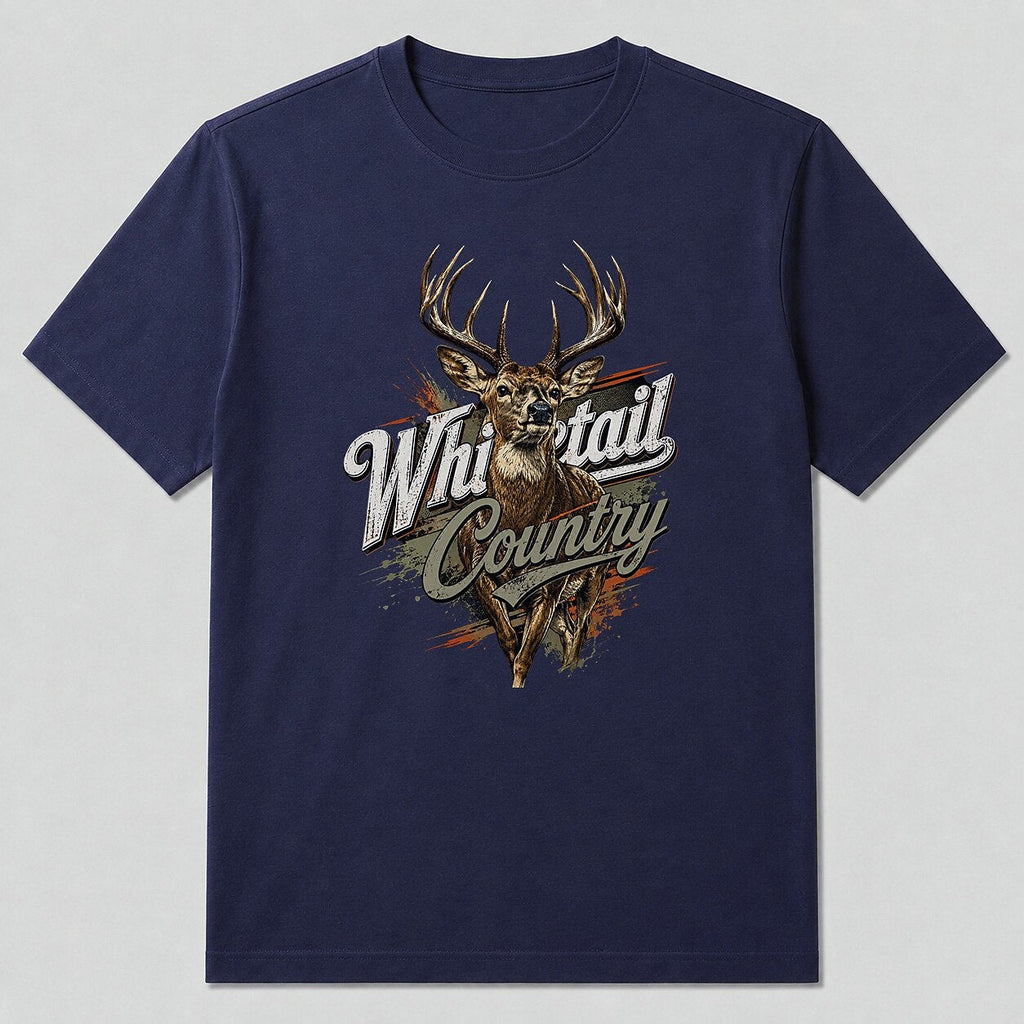 100% Cotton Deer Hunting Shirt for Men — black front view with printed graphic