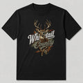 100% Cotton Deer Hunting Shirt for Men — white front view with printed graphic