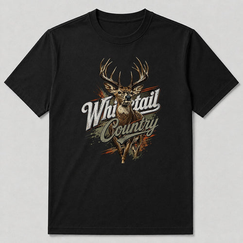 100% Cotton Deer Hunting Shirt for Men — white front view with printed graphic