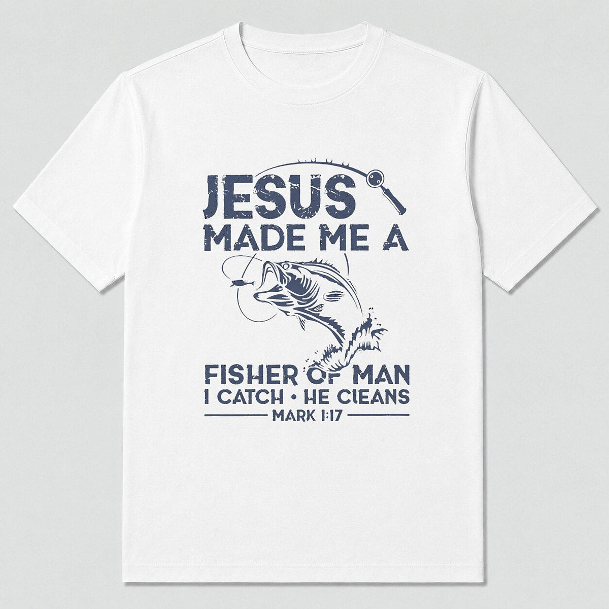 100% Cotton Largemouth Bass Fishing Graphic T-Shirt — charcoal front view with printed graphic