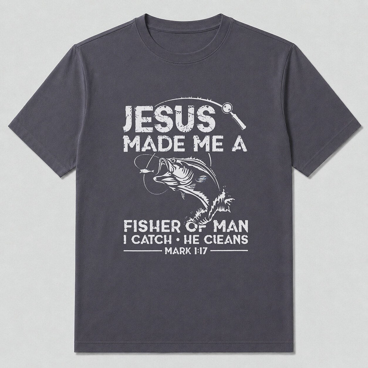 100% Cotton Largemouth Bass Fishing Graphic T-Shirt — close-up of cotton fabric and stitching