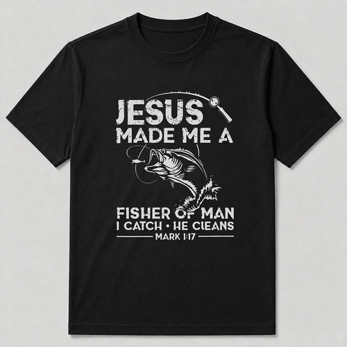 100% Cotton Largemouth Bass Fishing Graphic T-Shirt — white front view with printed graphic