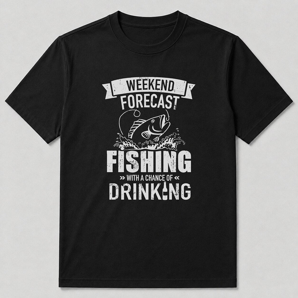 100% Cotton Largemouth Bass Fishing T-Shirt — black front view with printed graphic