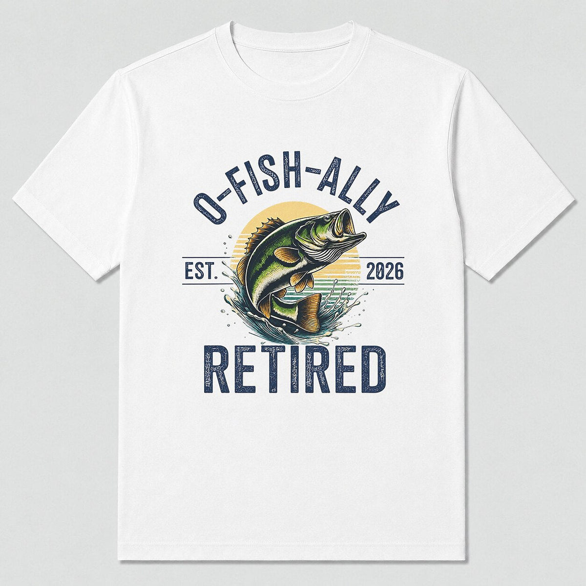 100% Cotton Largemouth Bass Fishing T-Shirt for Men — navy front view with printed graphic