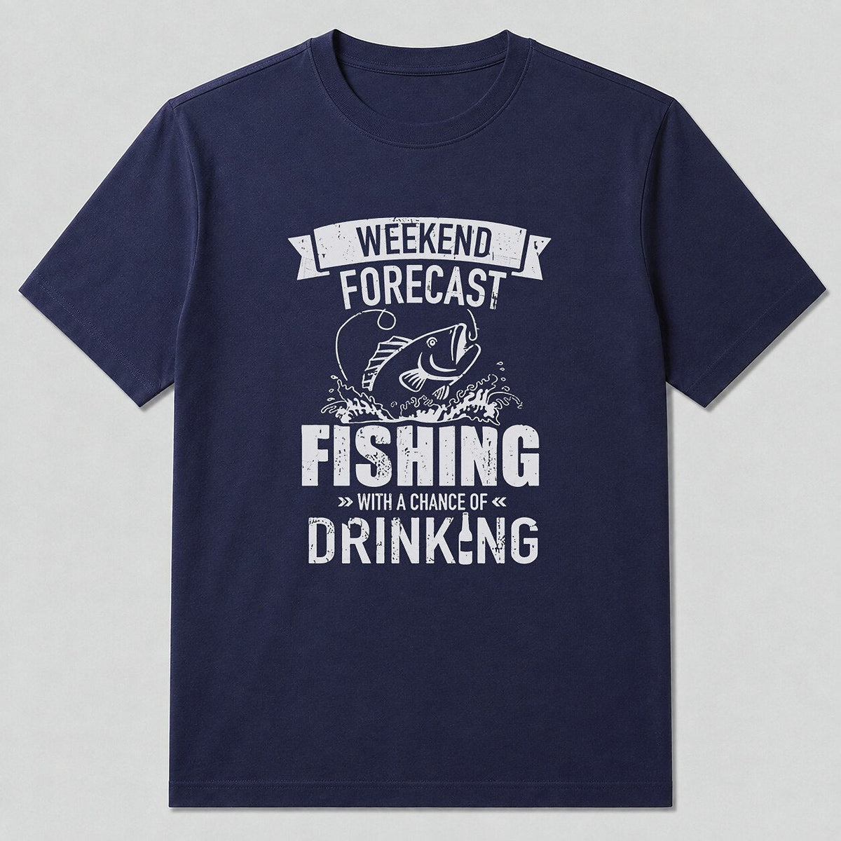 100% Cotton Largemouth Bass Fishing T-Shirt — navy front view with printed graphic
