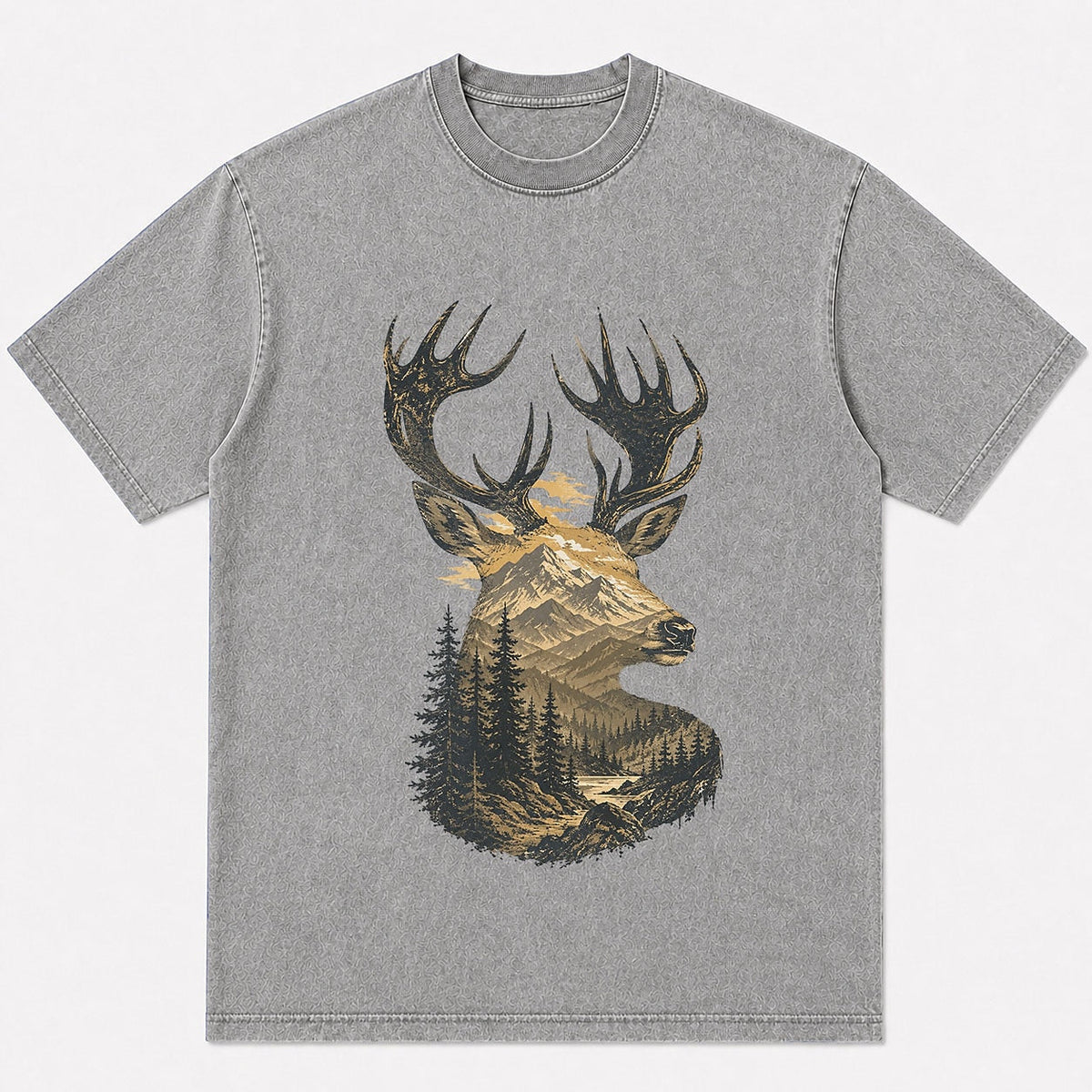 100% Cotton Mountain Elk Big Game Hunting T-Shirt — close-up of cotton fabric and stitching