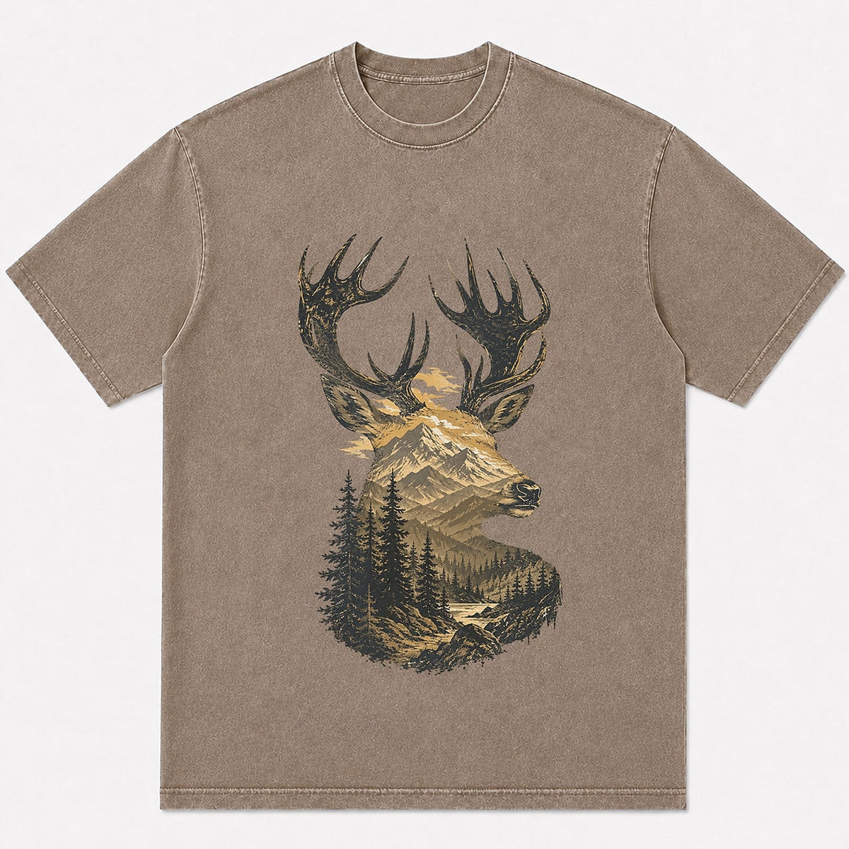 100% Cotton Mountain Elk Big Game Hunting T-Shirt — white front view with printed graphic
