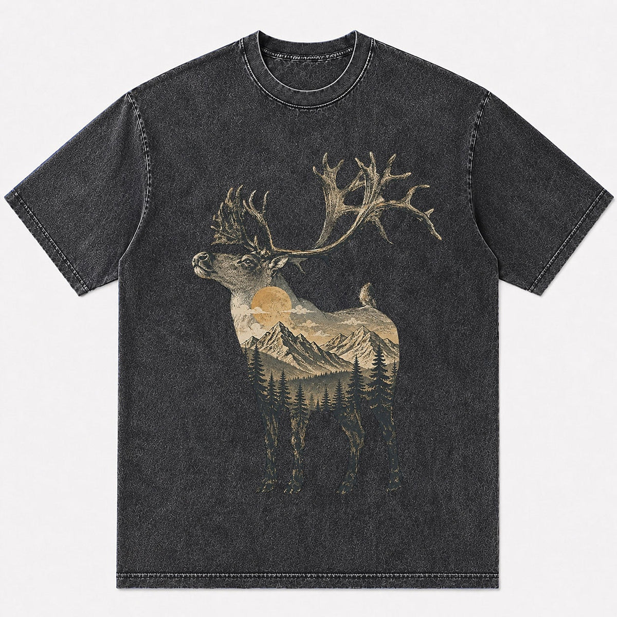 100% Cotton Mountain Elk Wildlife Hunting T-Shirt — close-up of cotton fabric and stitching