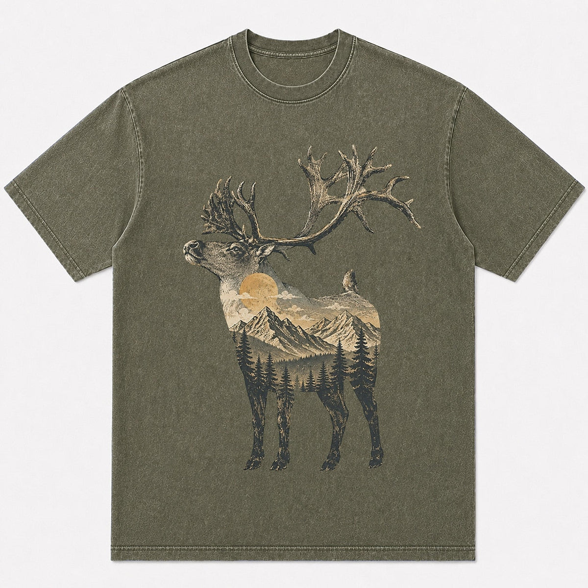 100% Cotton Mountain Elk Wildlife Hunting T-Shirt — white front view with printed graphic