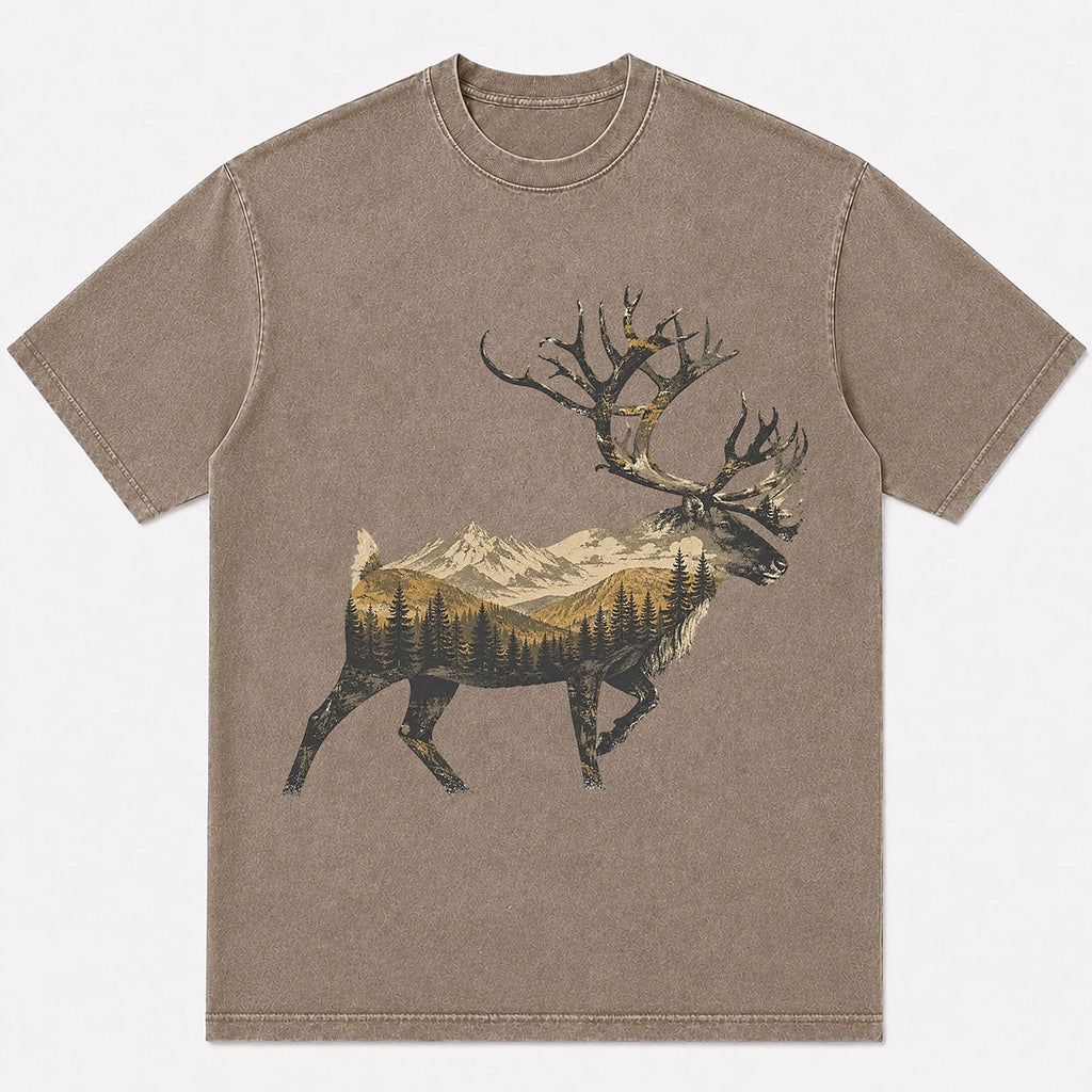 100% Cotton Rocky Mountain Elk Hunting T-Shirt — black front view with printed graphic