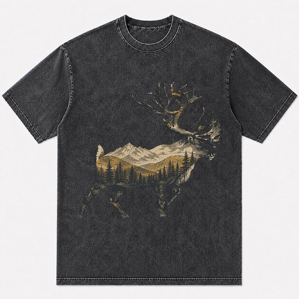 100% Cotton Rocky Mountain Elk Hunting T-Shirt — close-up of cotton fabric and stitching