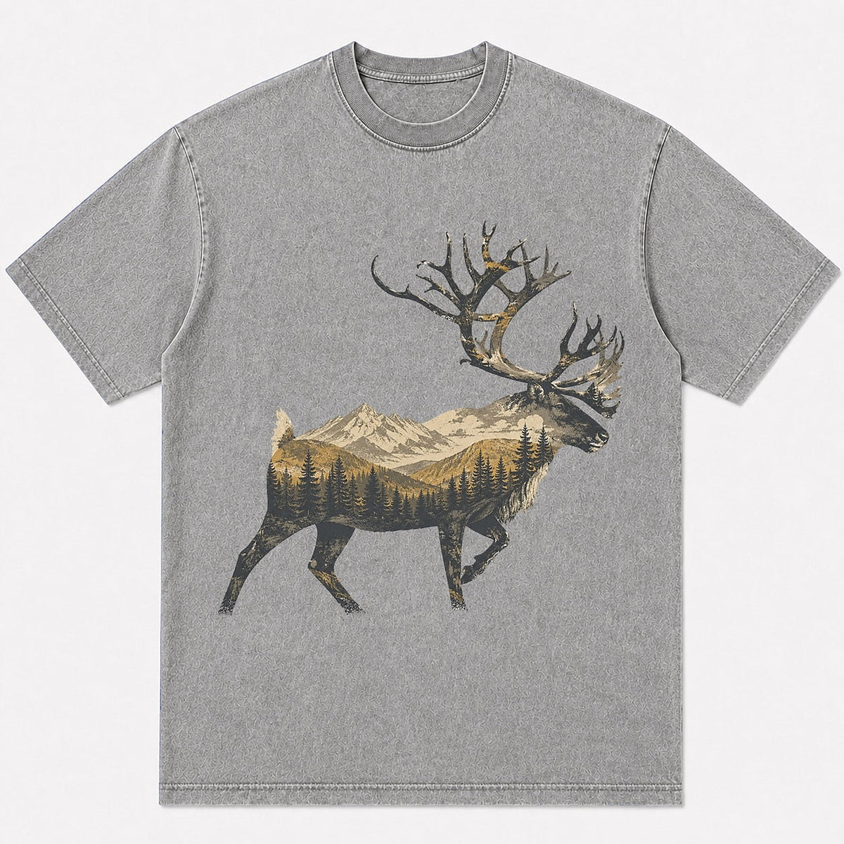 100% Cotton Rocky Mountain Elk Hunting T-Shirt — navy front view with printed graphic