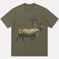 100% Cotton Rocky Mountain Elk Hunting T-Shirt — white front view with printed graphic