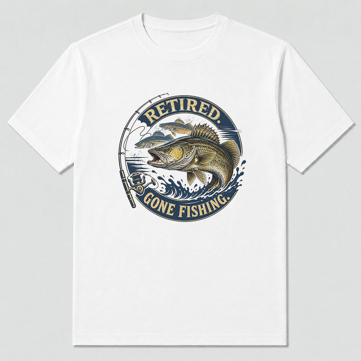 100% Cotton Walleye Sport Fishing Graphic T-Shirt — white front view with printed graphic