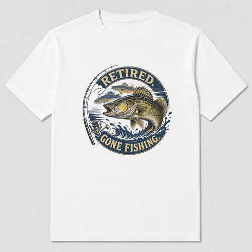 100% Cotton Walleye Sport Fishing Graphic T-Shirt — white front view with printed graphic