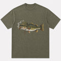100% Cotton Washed T-Shirt with Cigar-Smoking Largemouth Bass Fishing Graphic - additional product view