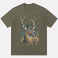 100% Cotton Whitetail Buck Big Game Hunting T-Shirt — close-up of cotton fabric and stitching