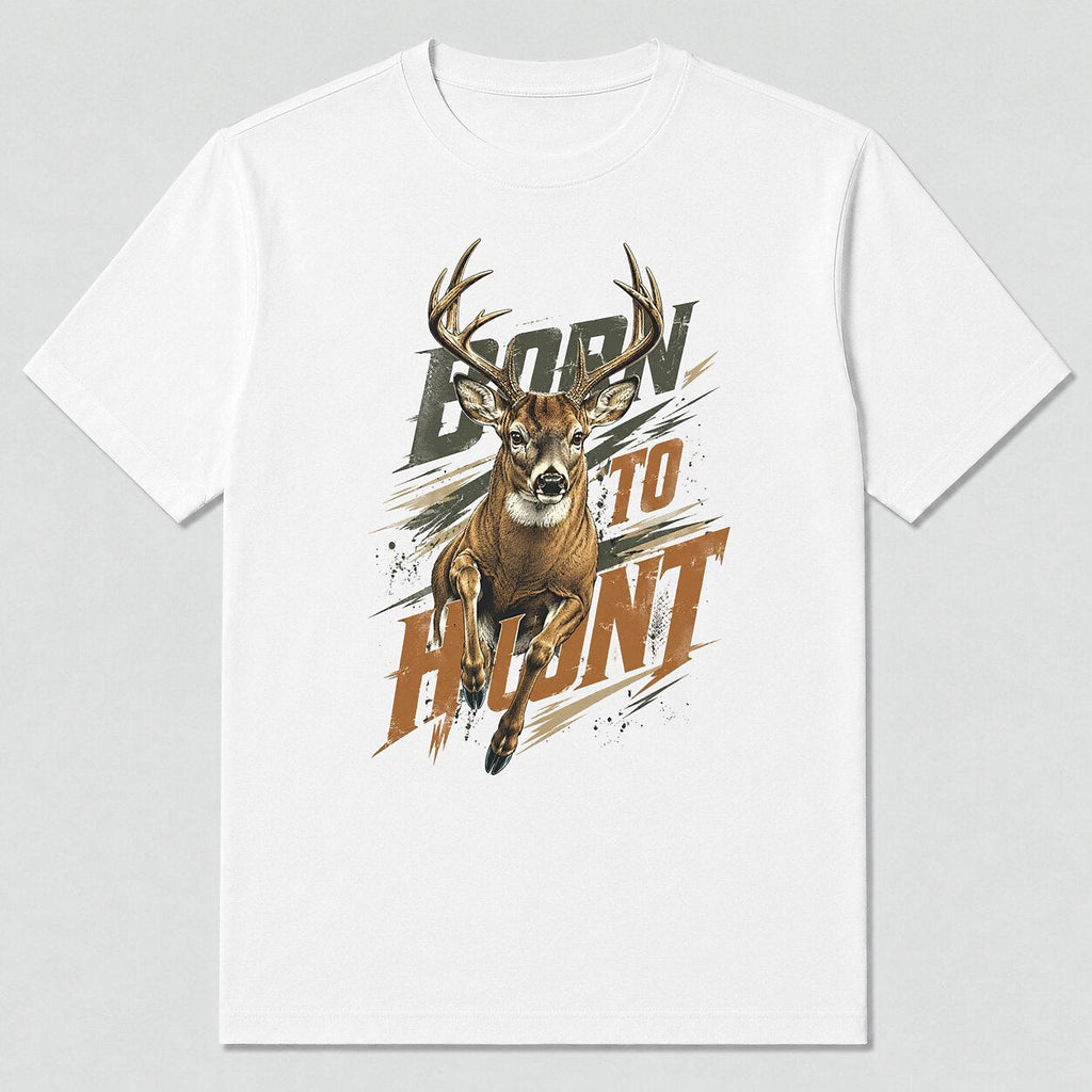 100% Cotton Whitetail Buck Hunting T-Shirt — close-up of cotton fabric and stitching