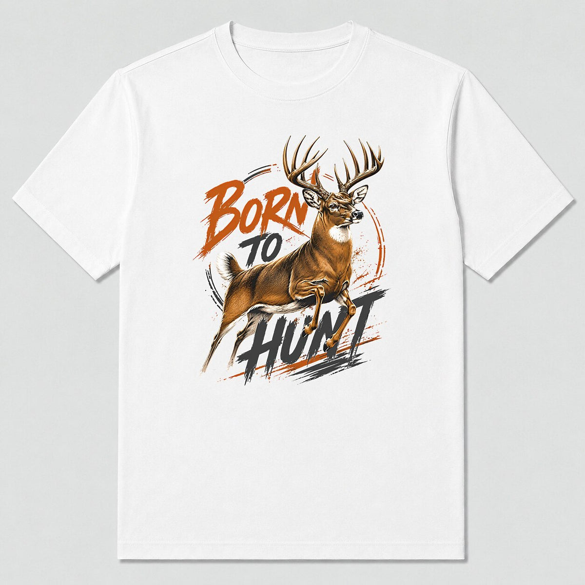 100% Cotton Whitetail Deer Hunting T-Shirt — charcoal front view with printed graphic