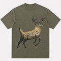 100% Cotton Whitetail Deer Mountain Hunting T-Shirt — close-up of cotton fabric and stitching