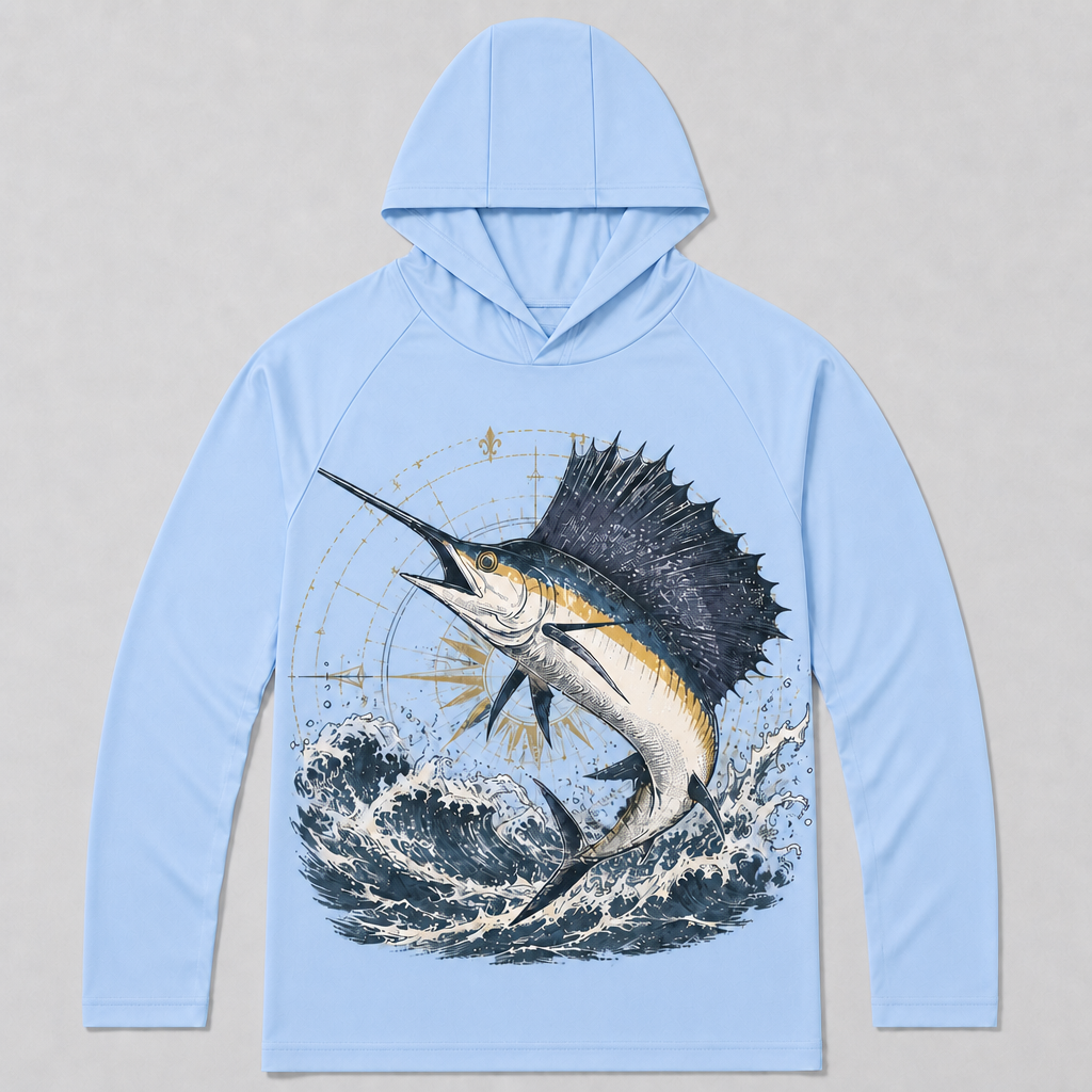 UPF 50+ Sailfish Deep Sea Fishing Sun Protection Hoodie for Men