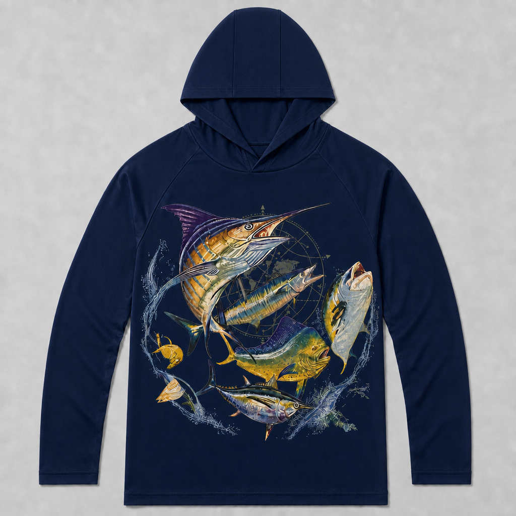 UPF 50+ Offshore Game Fish Saltwater Fishing Sun Protection Hoodie for Men