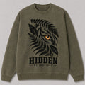 Washed Hidden Tiger Fern Jungle Wildlife Graphic Sweatshirt