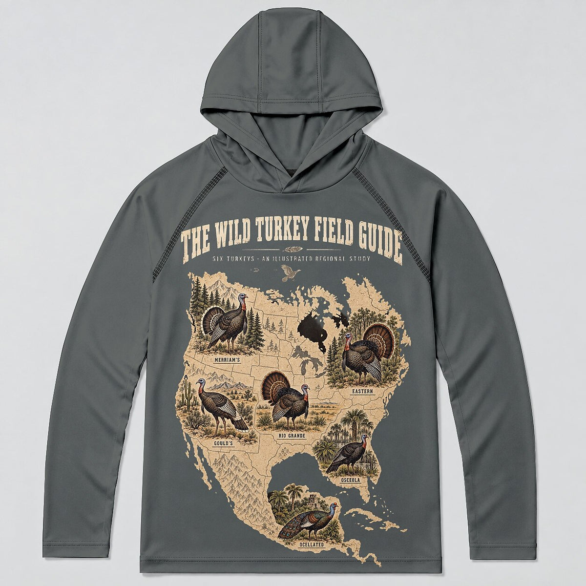 UPF 50+ Wild Turkey Field Guide Hunting Sun Hoodie