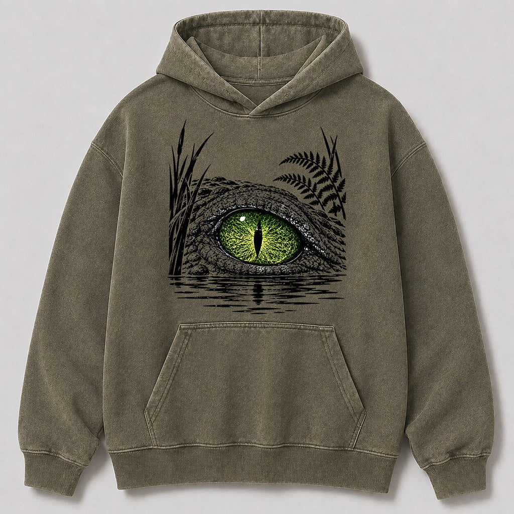 Washed Alligator Swamp Wildlife Hunting Graphic Hoodie