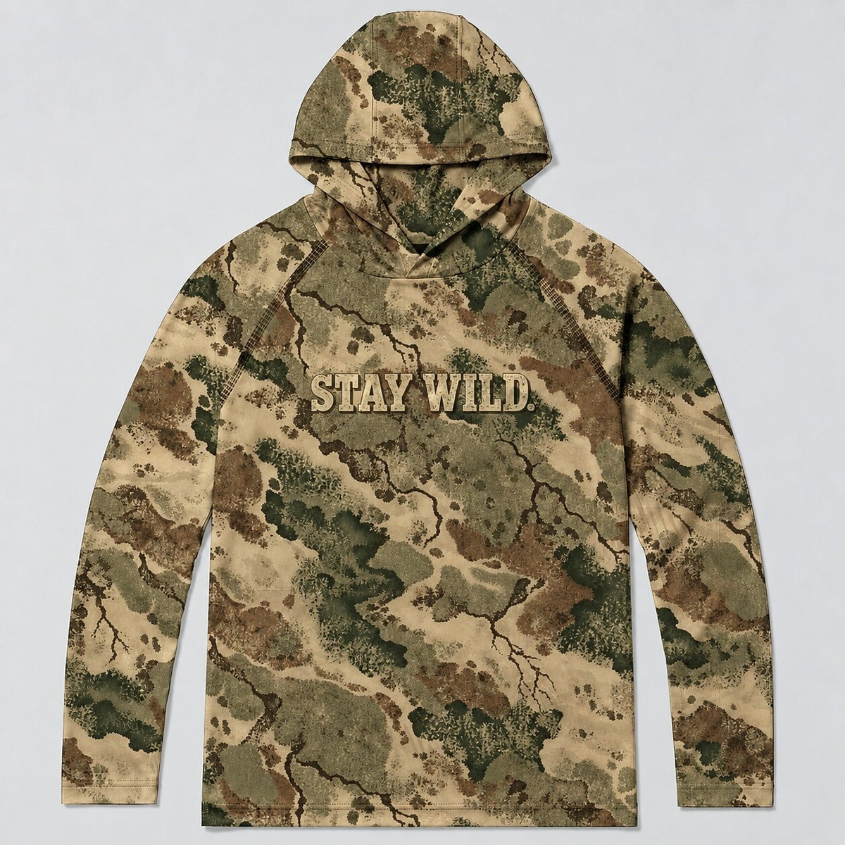UPF 50+ Stay Wild Gray Camo Sun Hoodie