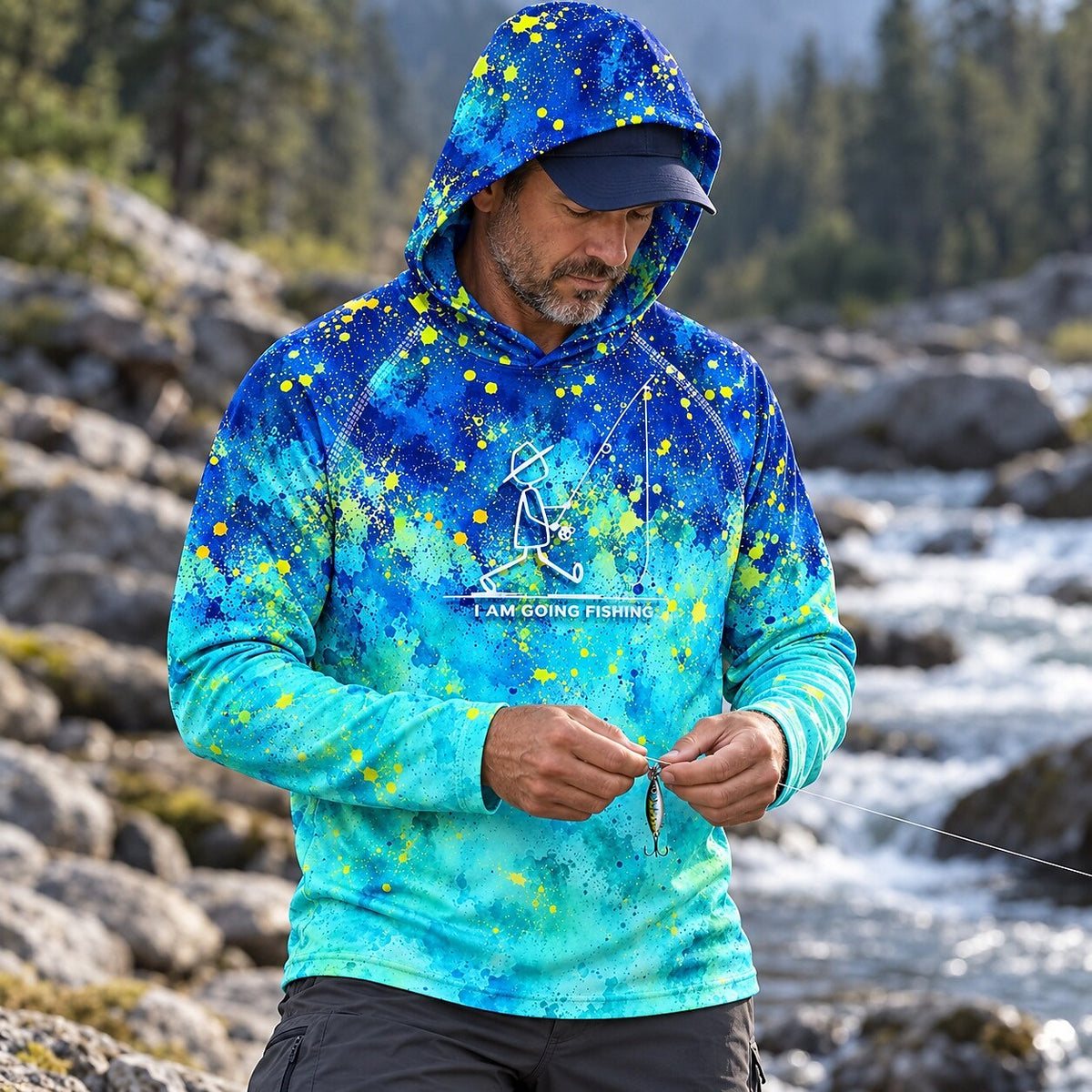 UPF 50+ Abstract Fishing Graphic Sun Hoodie