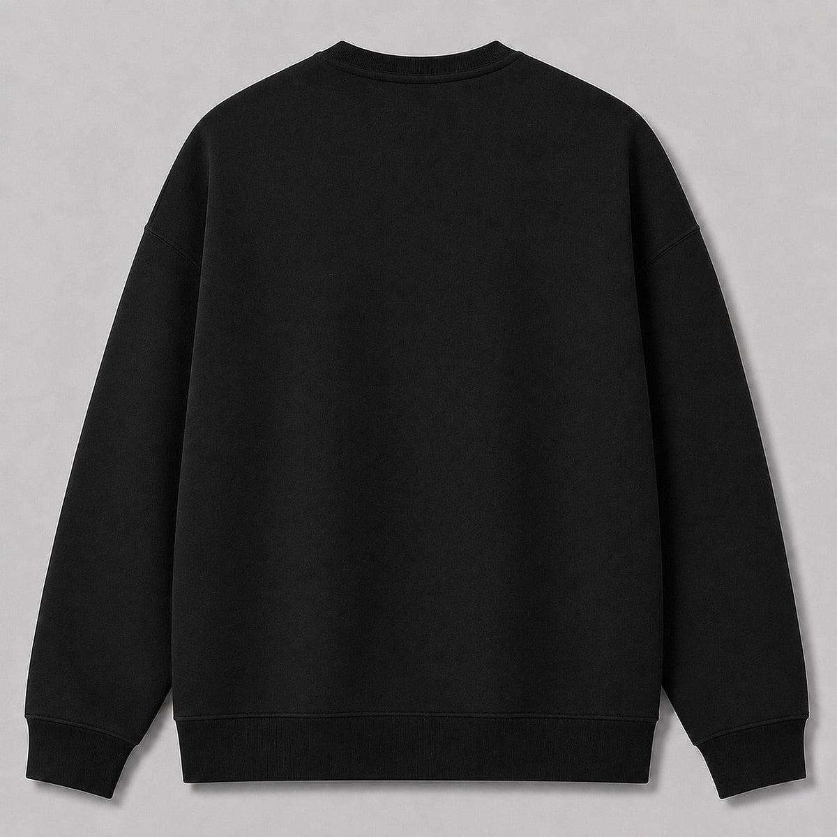 Big Buck Hunting Crewneck Sweatshirt for Men with Born to Hunt running buck graphic — black back view