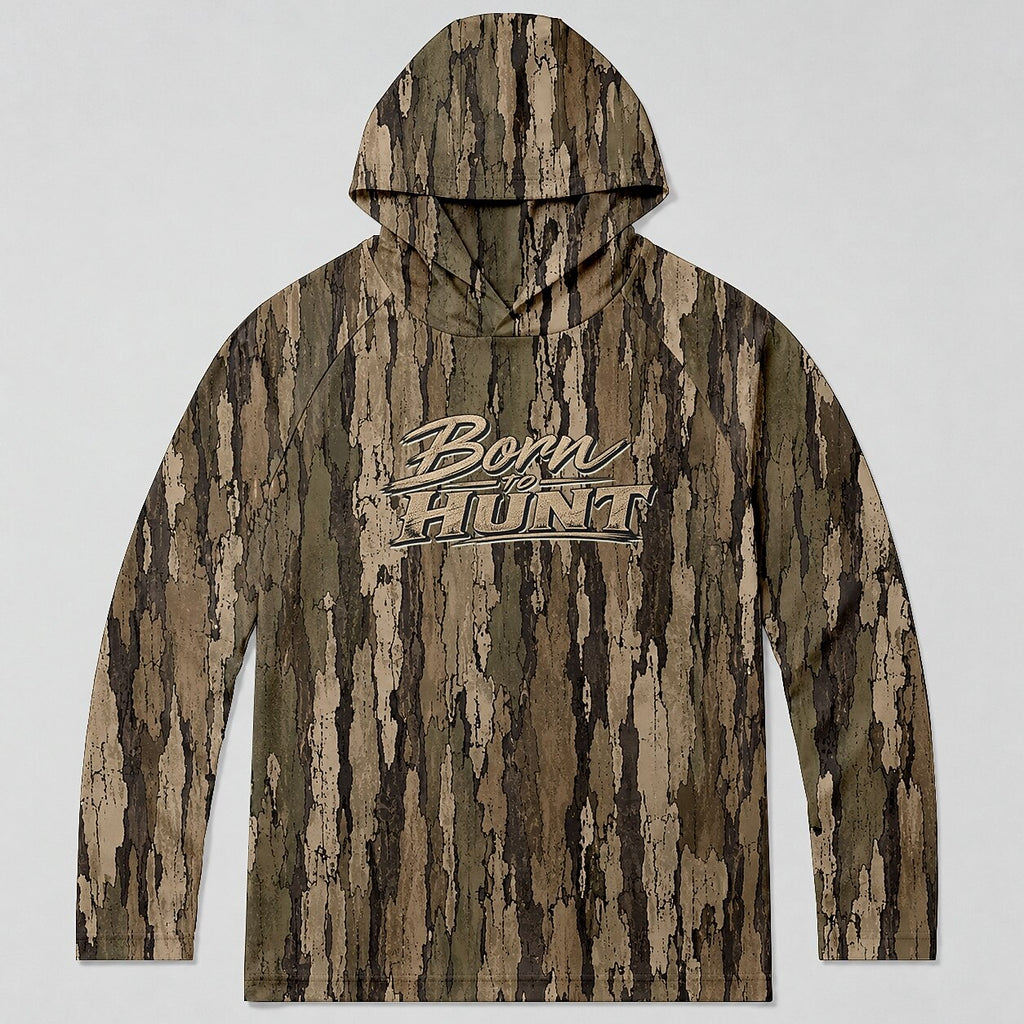 UPF 50+ Tree Bark Camo Hunting Hoodie for Men