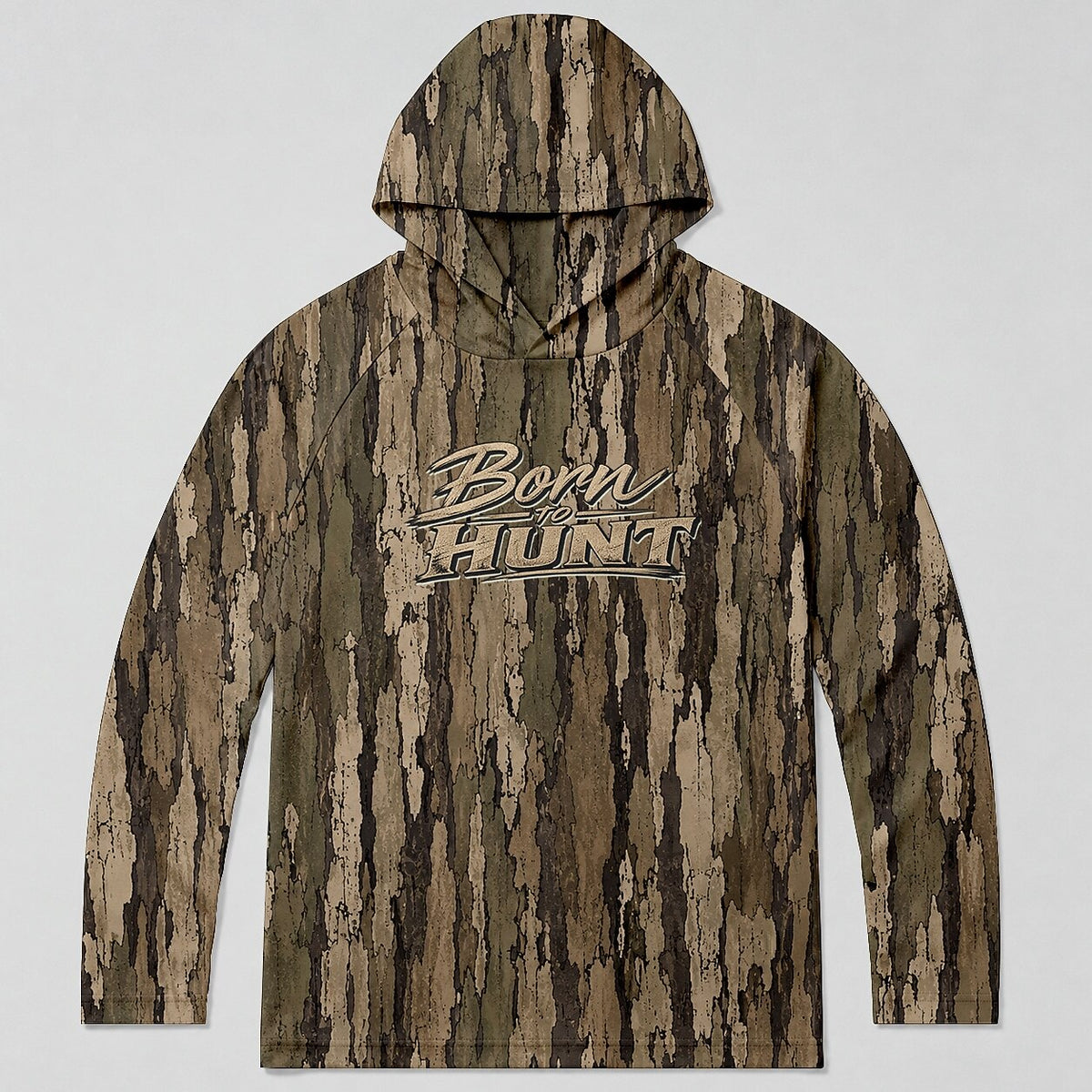 UPF 50+ Tree Bark Camo Hunting Hoodie for Men