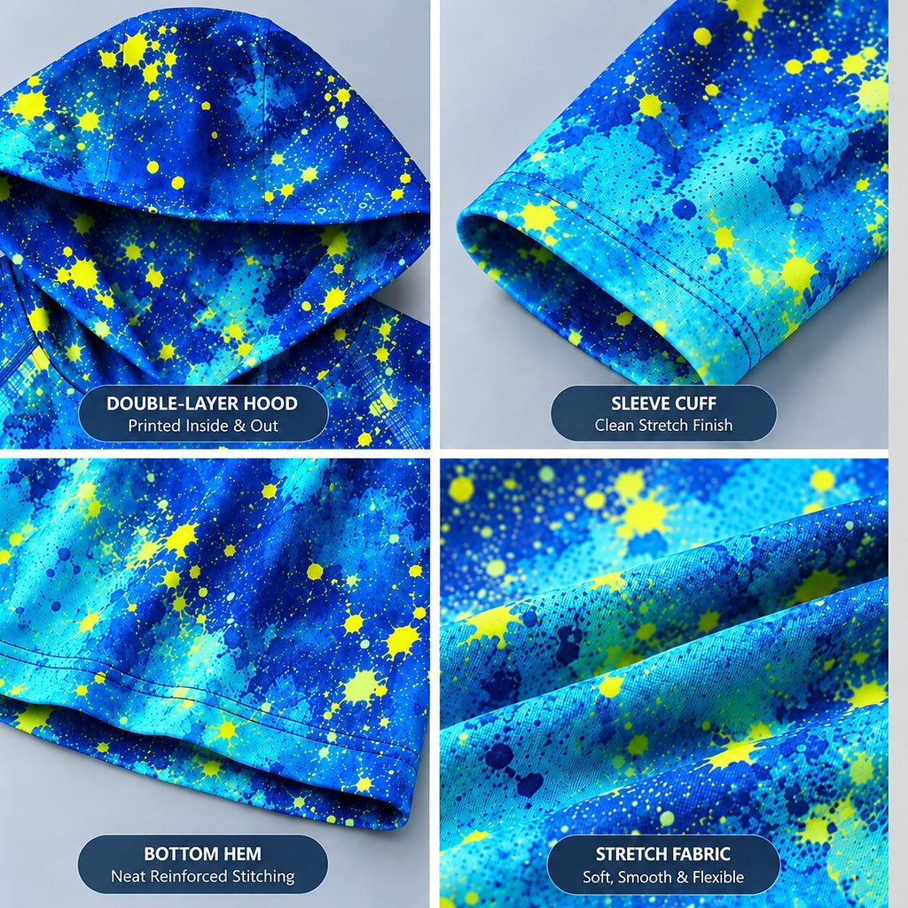 UPF 50+ Abstract Fishing Graphic Sun Hoodie