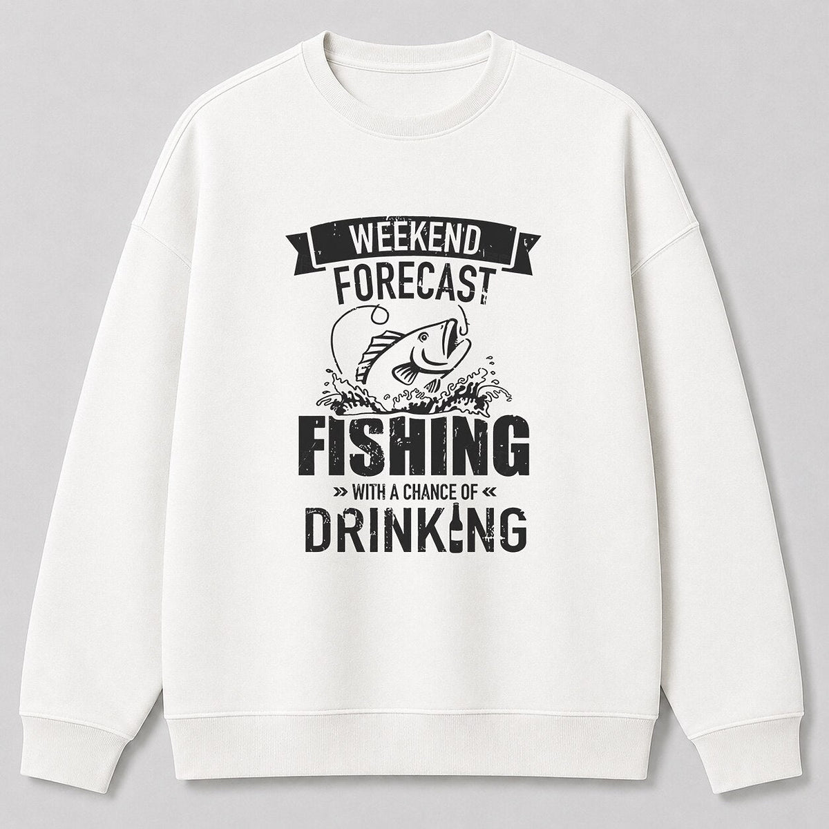 Classic Largemouth Bass Angler Crewneck Sweatshirt — black front view with printed graphic