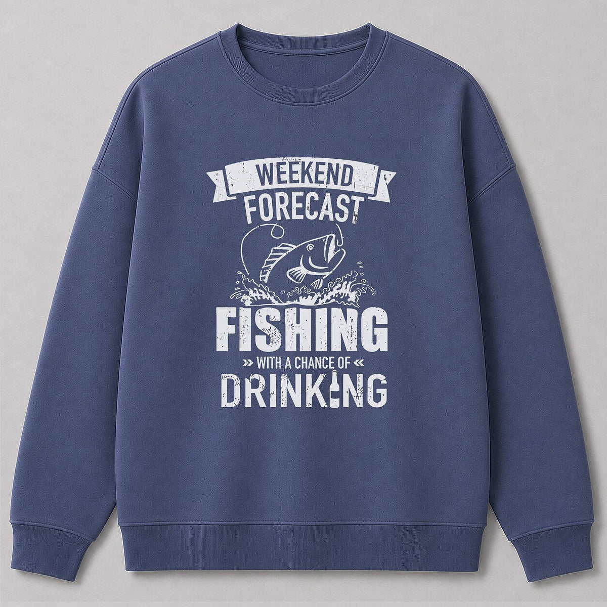 Classic Largemouth Bass Angler Crewneck Sweatshirt — navy front view with printed graphic