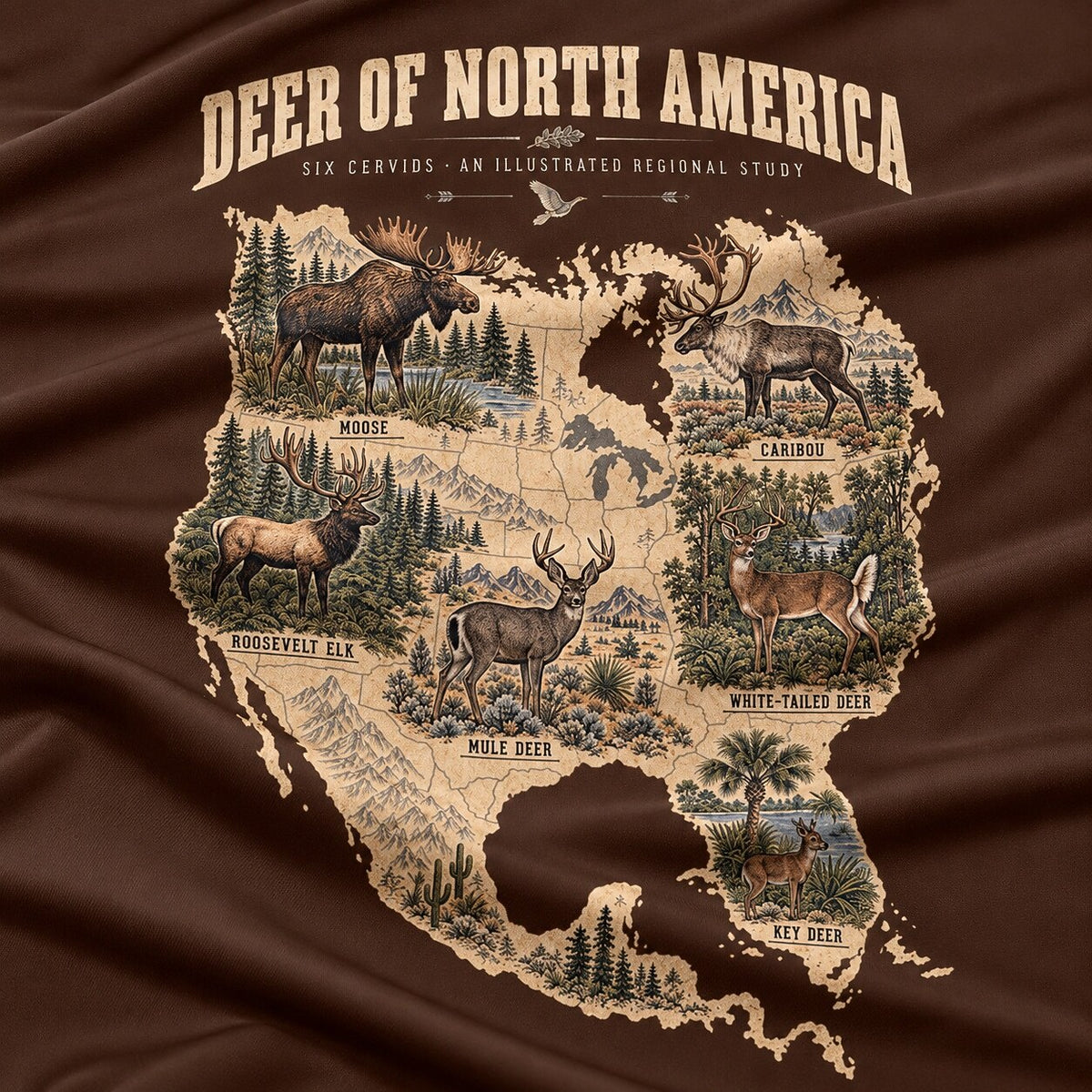 UPF 50+ Deer North America Map Hunting Sun Hoodie
