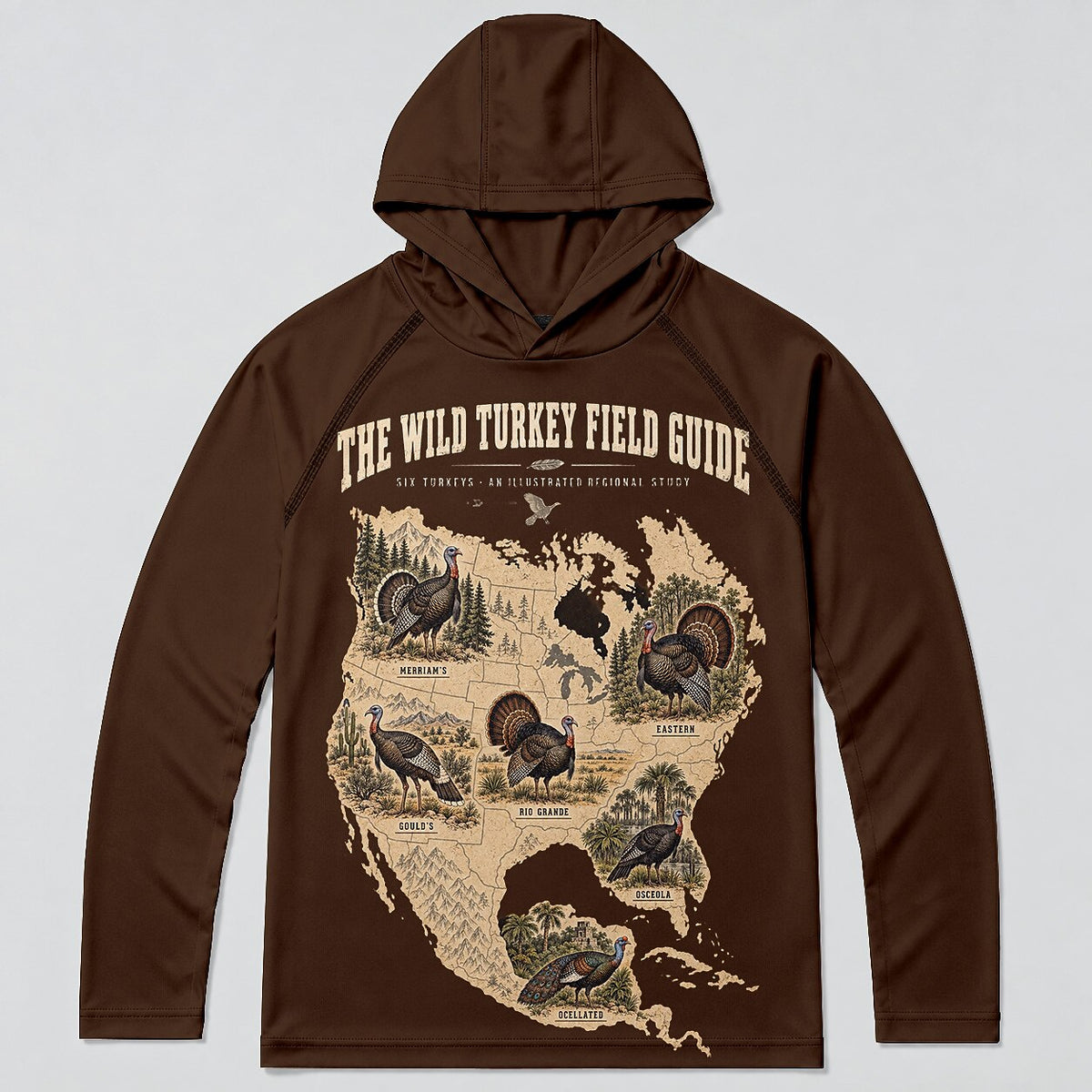 UPF 50+ Wild Turkey Field Guide Hunting Sun Hoodie