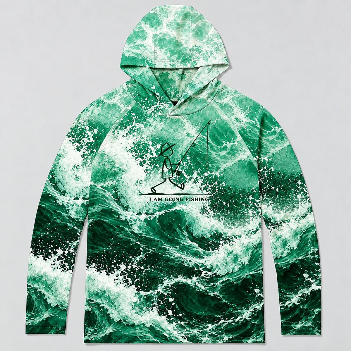 UPF 50+ Ocean Wave Fishing Graphic Sun Hoodie