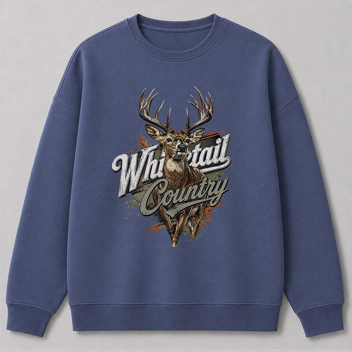 Deer Hunting Crewneck Sweatshirt for Men — charcoal front view with printed graphic