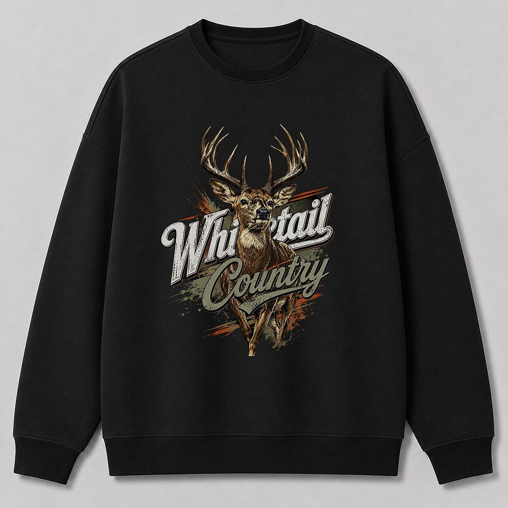 Deer Hunting Crewneck Sweatshirt for Men — close-up of sweatshirt fabric