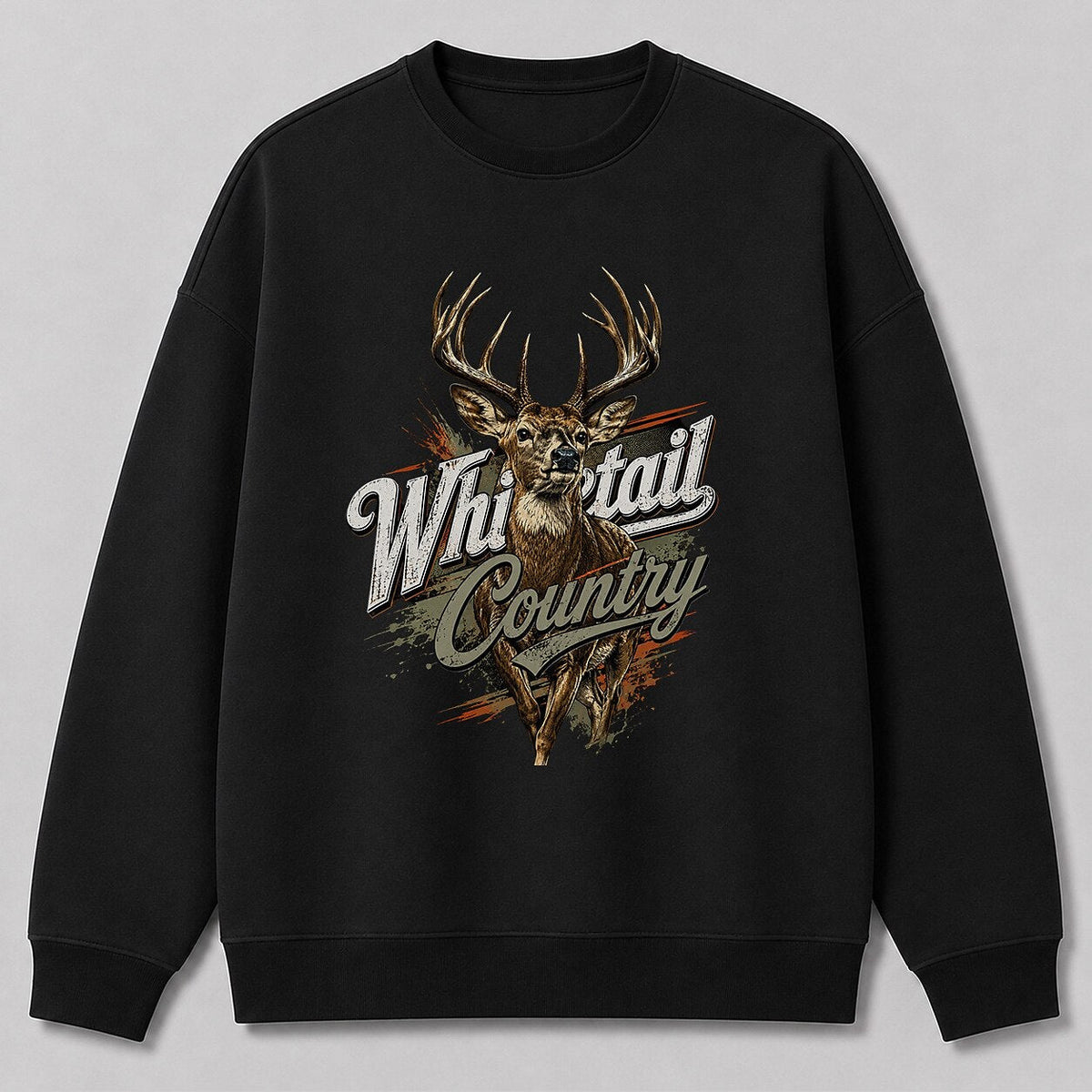 Deer Hunting Crewneck Sweatshirt for Men — close-up of sweatshirt fabric