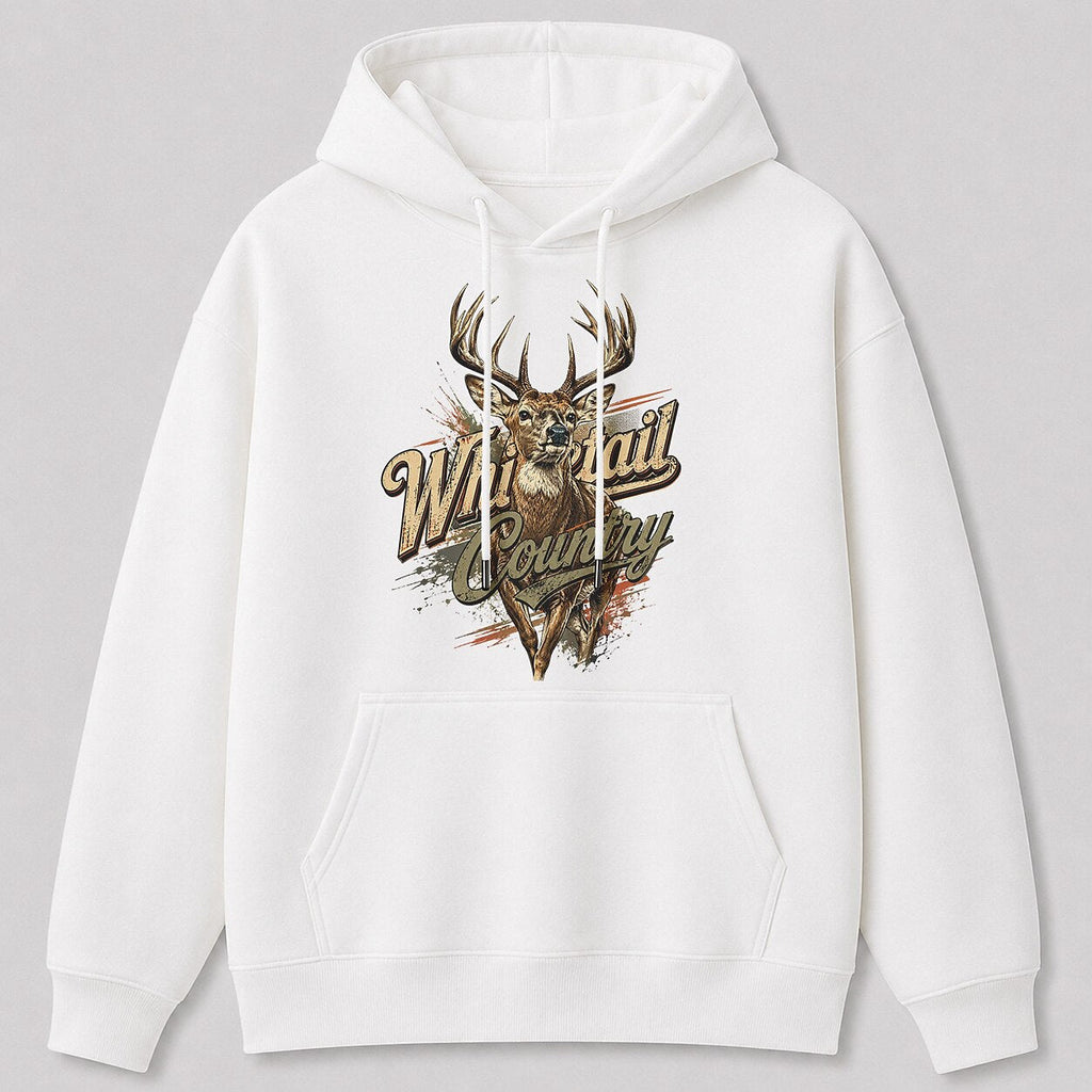 Deer Hunting Hoodie for Men — gray front view with printed graphic