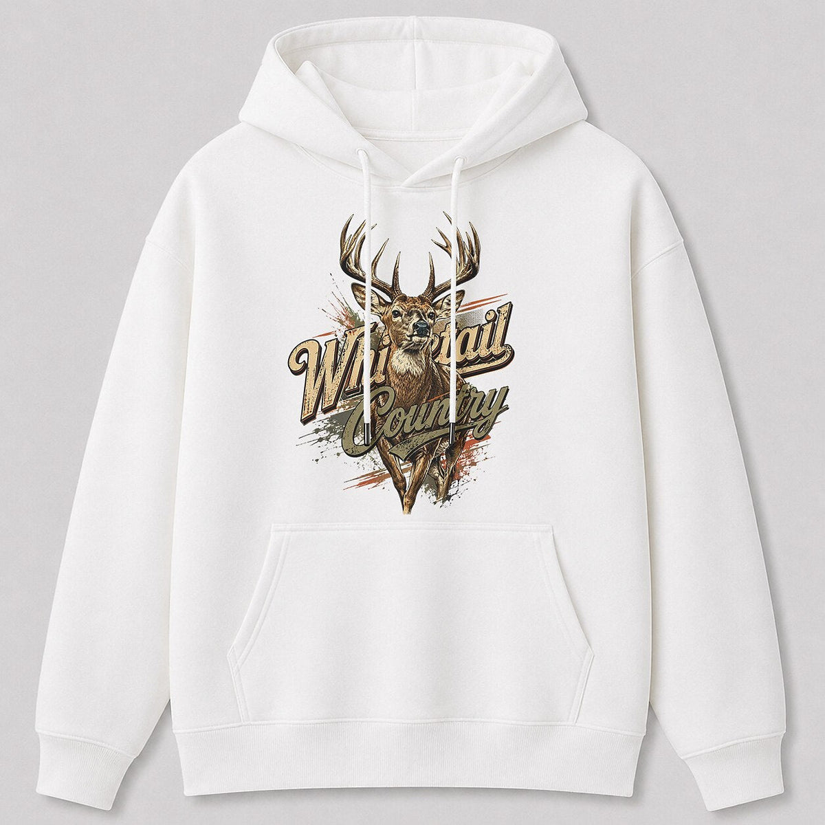 Deer Hunting Hoodie for Men — gray front view with printed graphic