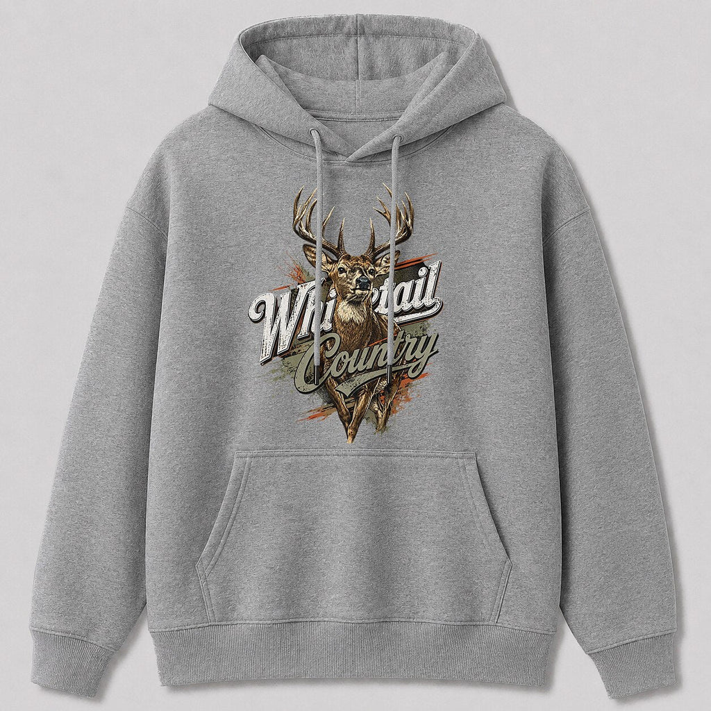 Deer Hunting Hoodie for Men — navy front view with printed graphic