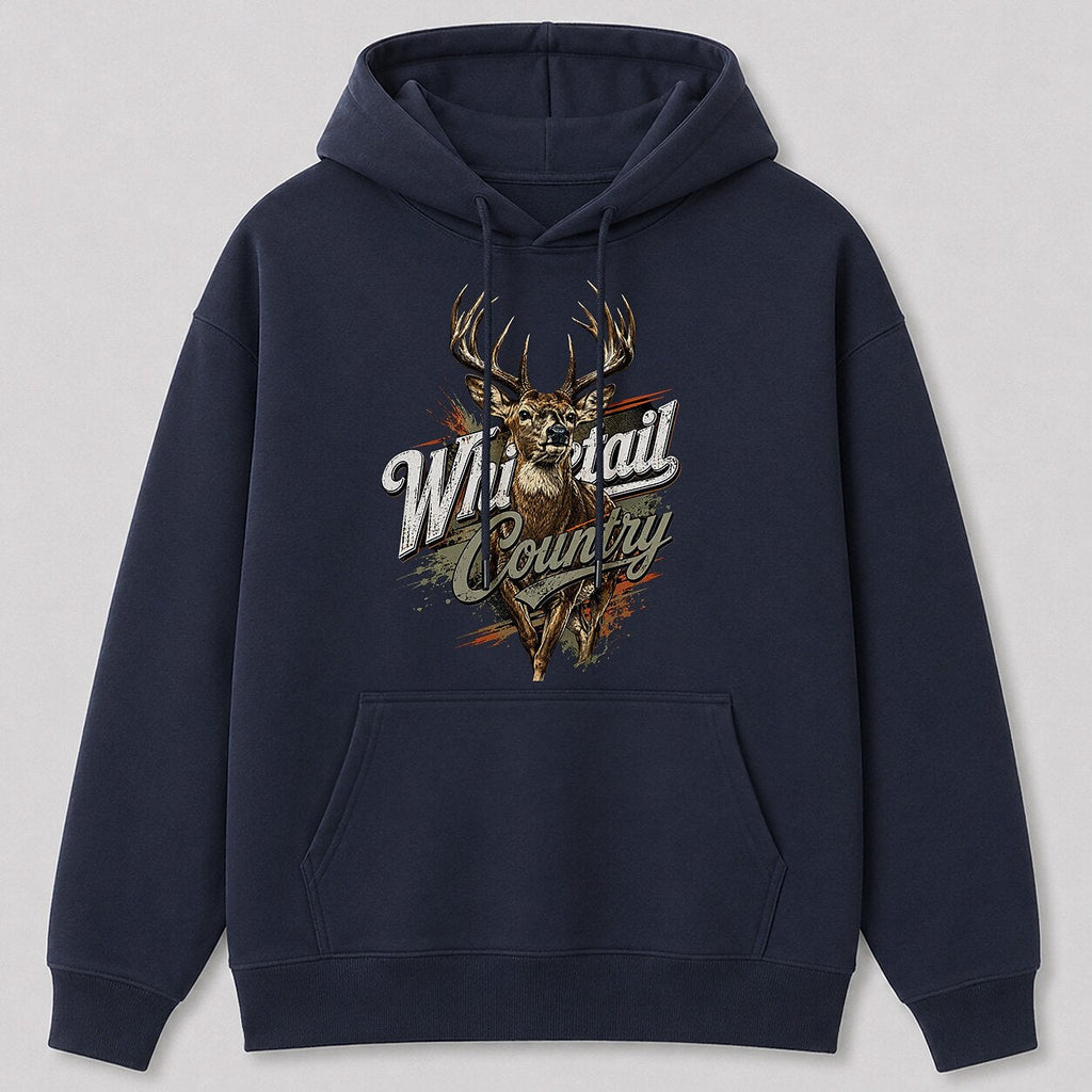 Deer Hunting Hoodie for Men — white front view with printed graphic