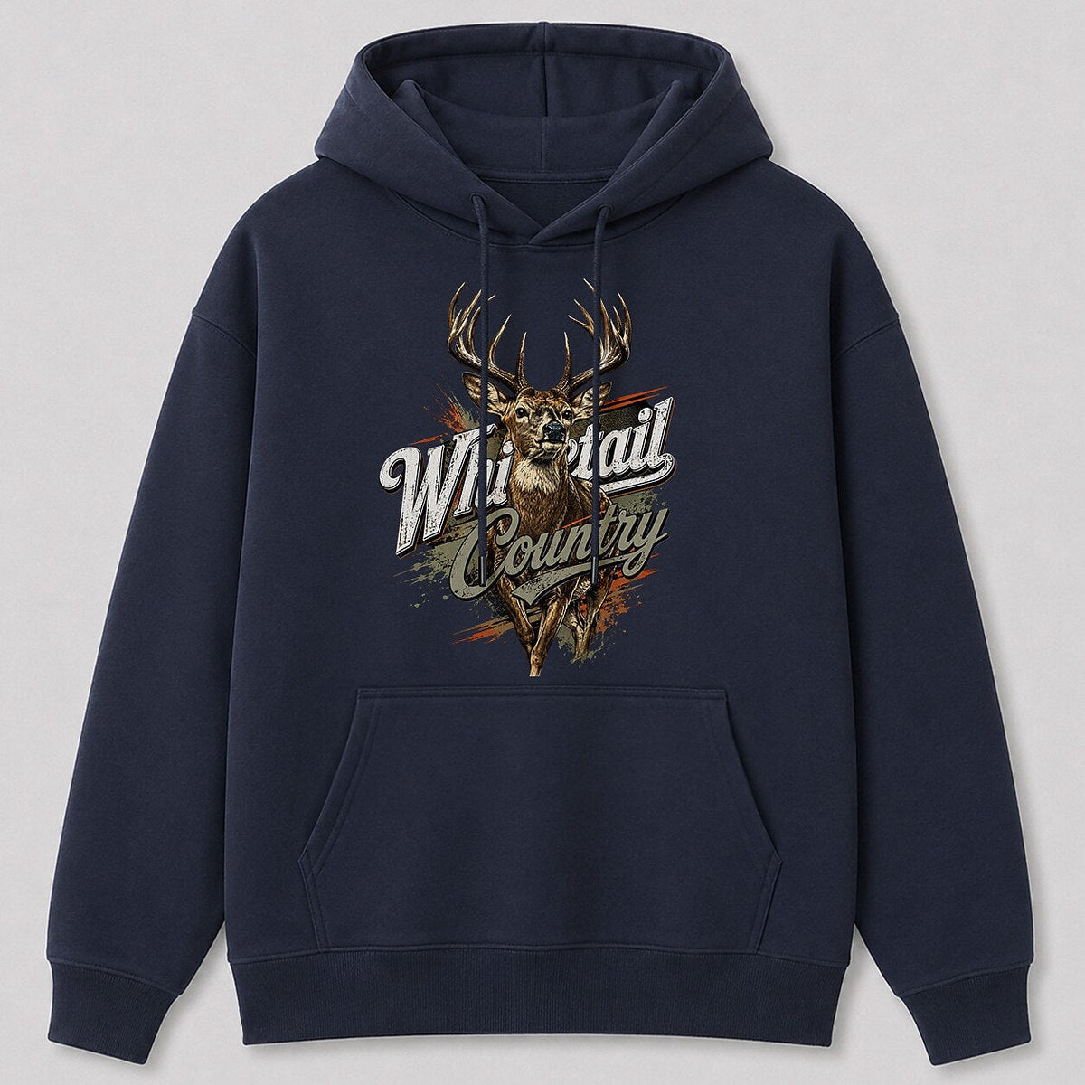 Deer Hunting Hoodie for Men — white front view with printed graphic