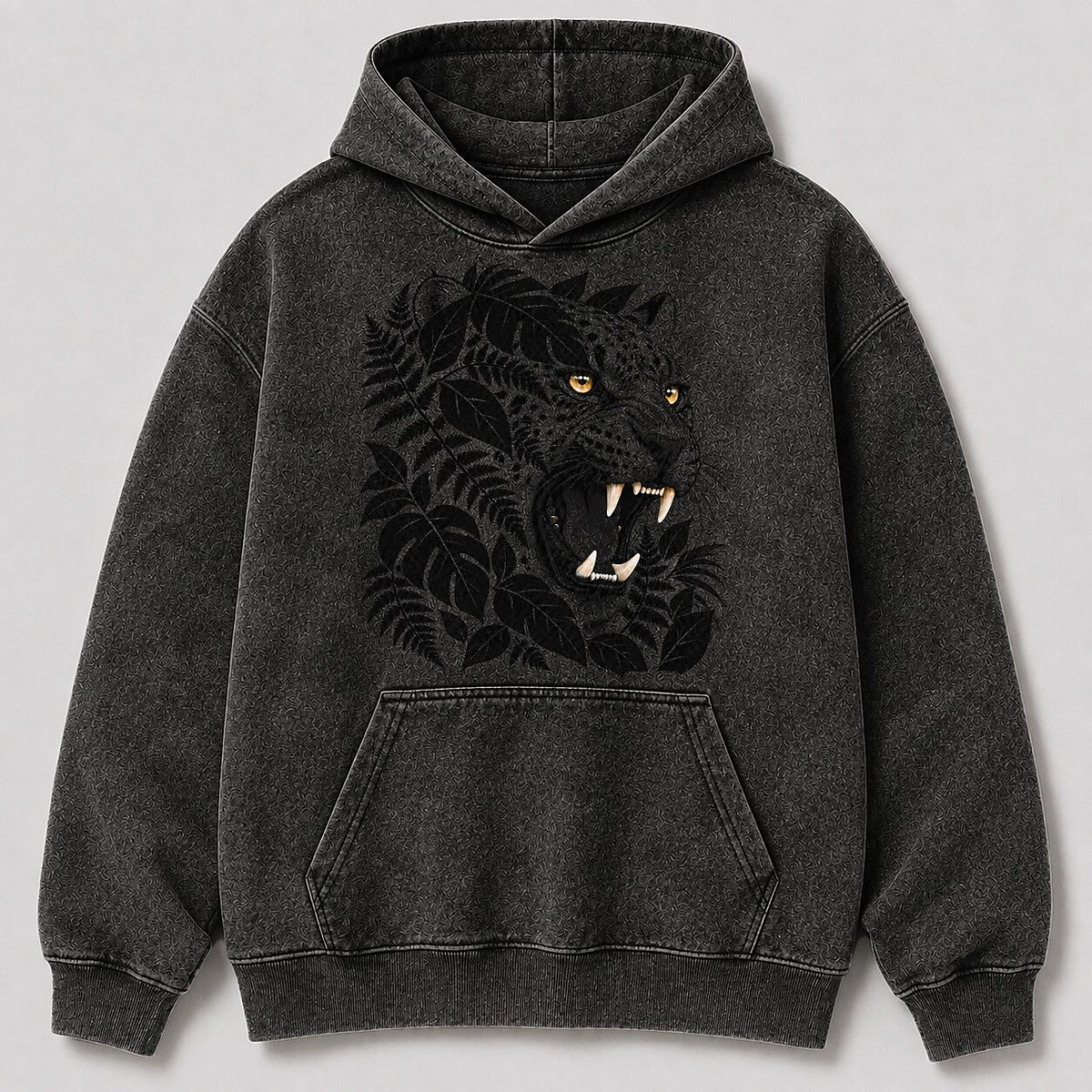 Washed Leopard Jungle Wildlife Graphic Print Hoodie